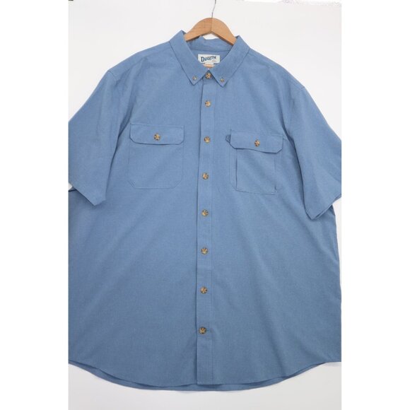 Duluth 2XL Tall Tri Vent Relaxed Fit Blue Short Sleeve Button-Up Shirt - Picture 1 of 12